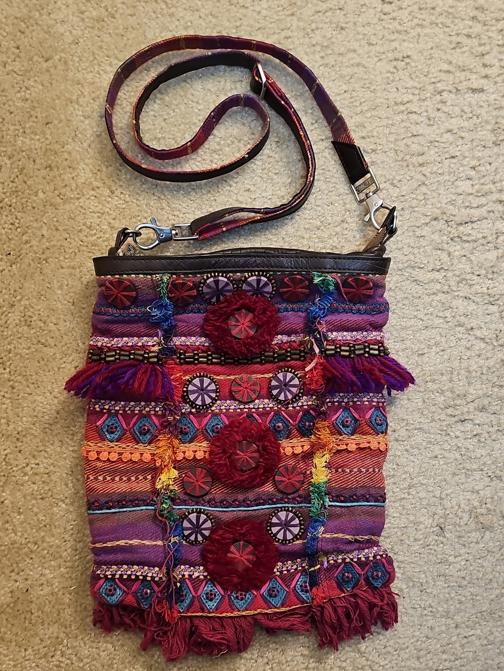 Toms Multicolor Embroidered Crossbody Bag W/ Adjustable & Detachable Strap